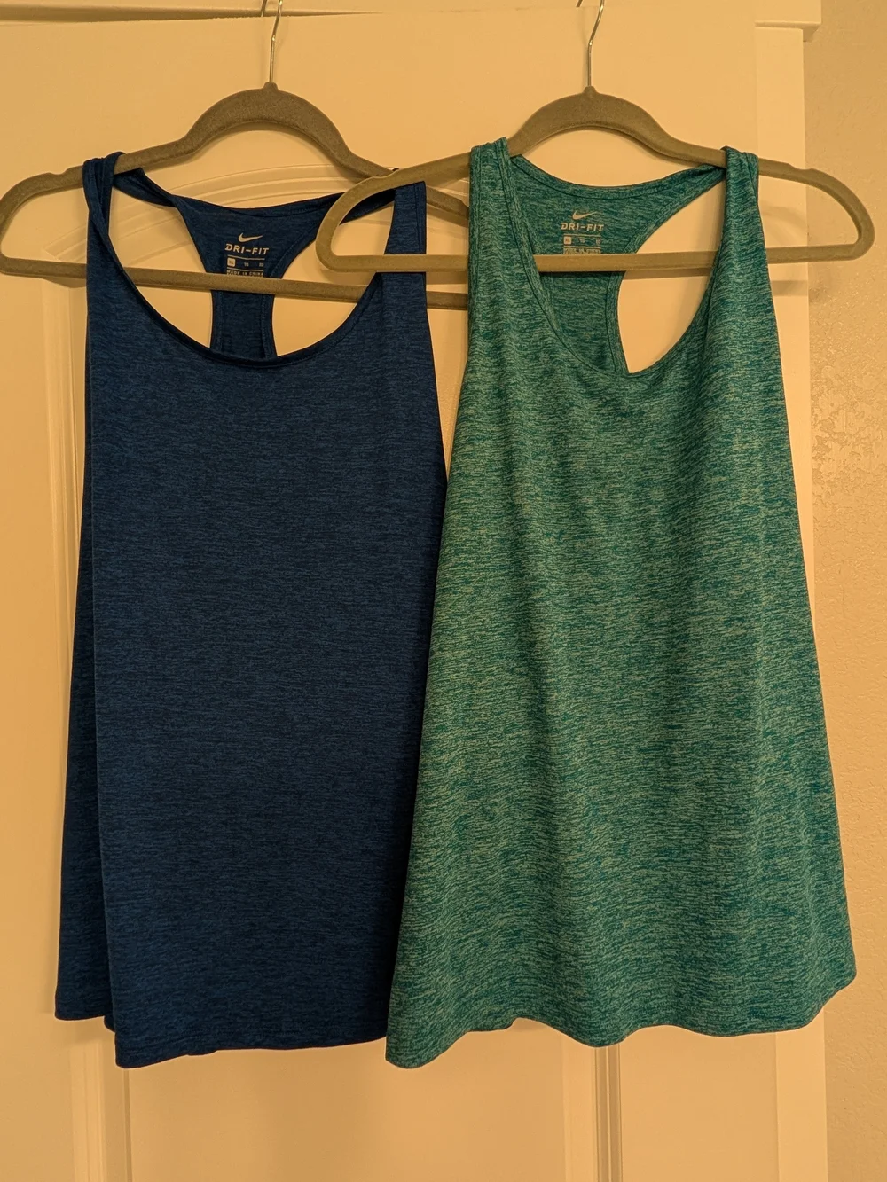 Nike Dri-FIT Racerback Tank Tops - Navy & Teal Heather
